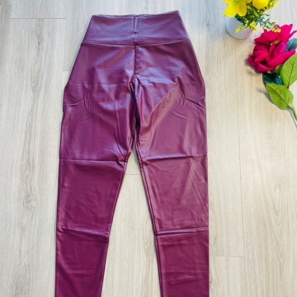 AUSIMIAR Women's Stretchy Faux Leather Fit  Wet Look Leggings Pants. Sexy High - Picture 3 of 8